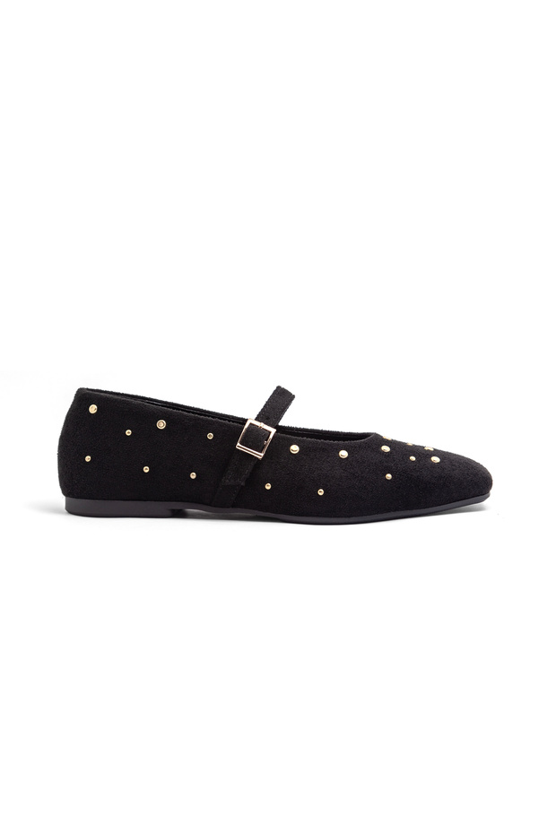 Int 515 Adjustable Buckle Ballerinas with Staple Detail