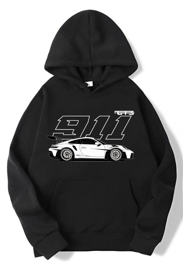 Unisex Oversize 911 Hoodie Black