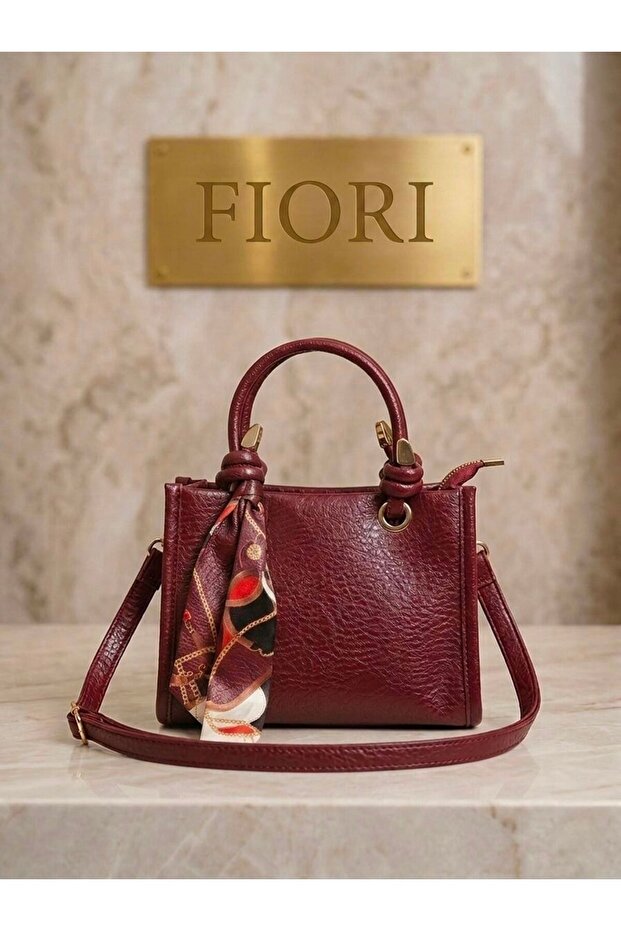 Women's Faux Leather Handbag with Scarf Shoulder Bag