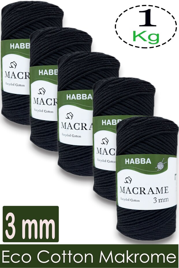 1 Kilo Habba Cotton Macrame 3 mm - (Pack of 5) - 101
