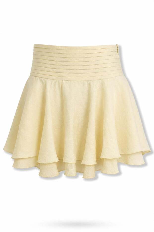 Yellow Flounce Mini Skirt 041182
