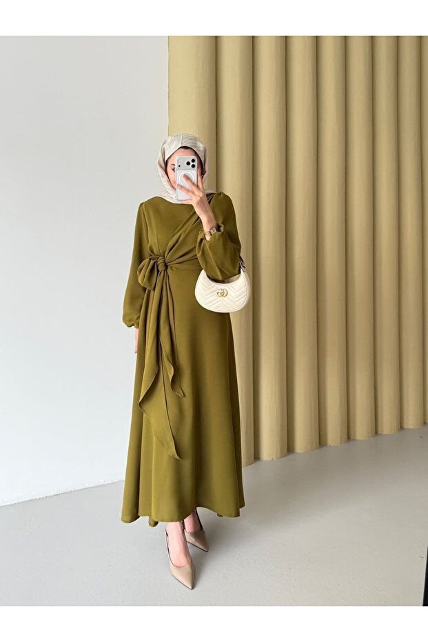 Side Tie Crepe Maxi Dress