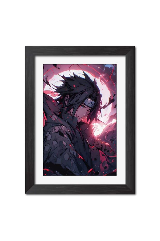 Alayra Itachi Uchiha Posters Naruto Anime AI Posters Framed Paintings with Black Frame (12inches
