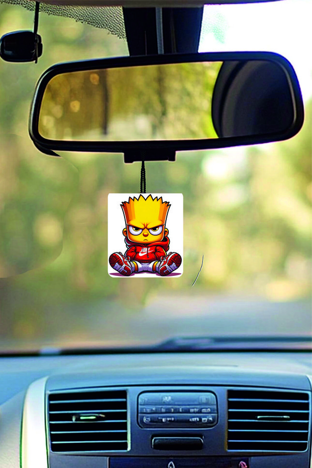 2Pcs Bart Simpson Rearview Mirror Ornament Cool Design Cartoon Character Car Interior Accessory Decoration 7cm