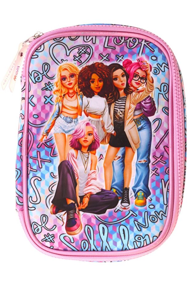 حقيبة أقلام منظمة مطبوعة باللون الأزرق للفتيات - W6051