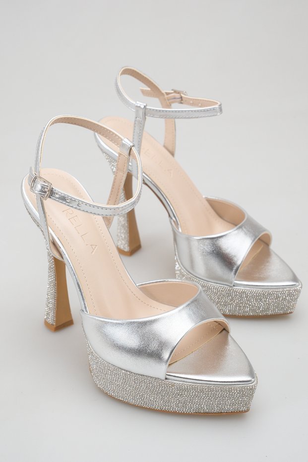 Women's Evening Dress Sandals Platform High Heels Silver