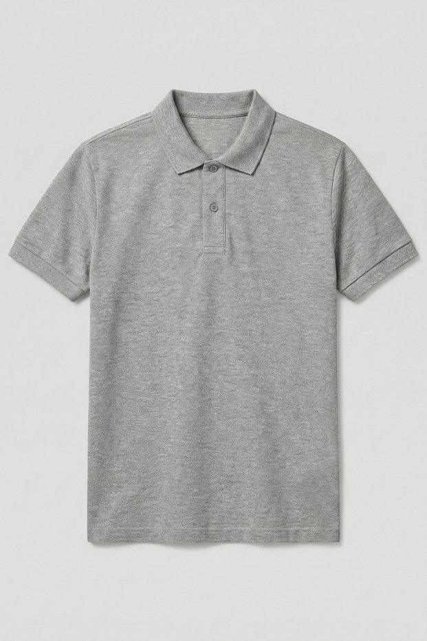 Men's Women's Cotton Polo Collar Short Sleeve Gray Melange T-Shirt