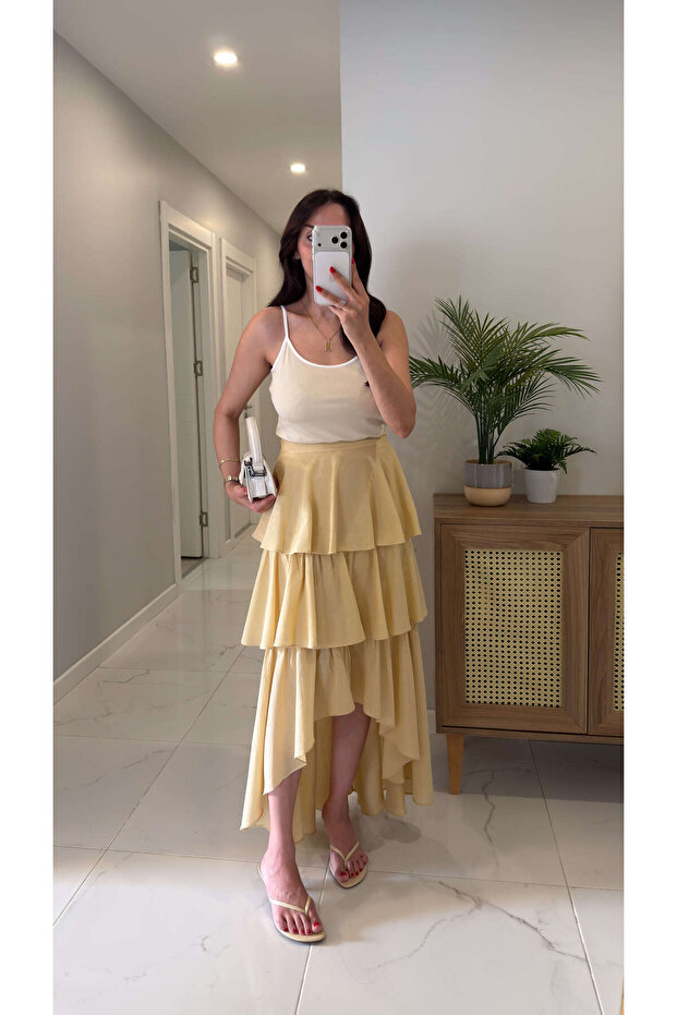 Postna Yellow Linen Skirt