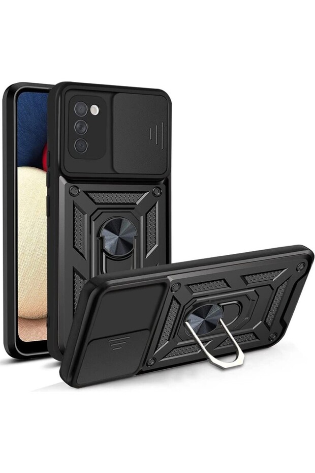 Samsung Galaxy A03S Case Ultra Protection Sliding Vega Cover with Magnetic Ring Stand