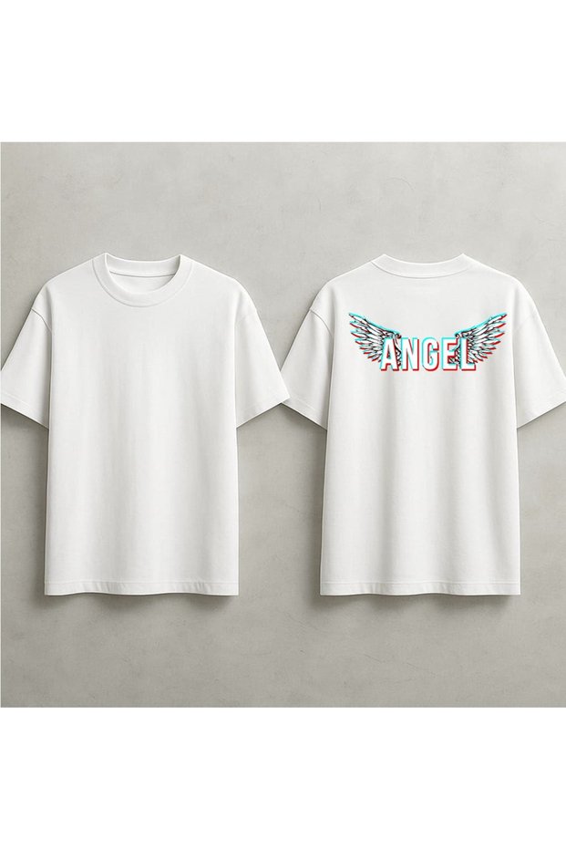 Angel and Wings Printed Oversized T-Shirt