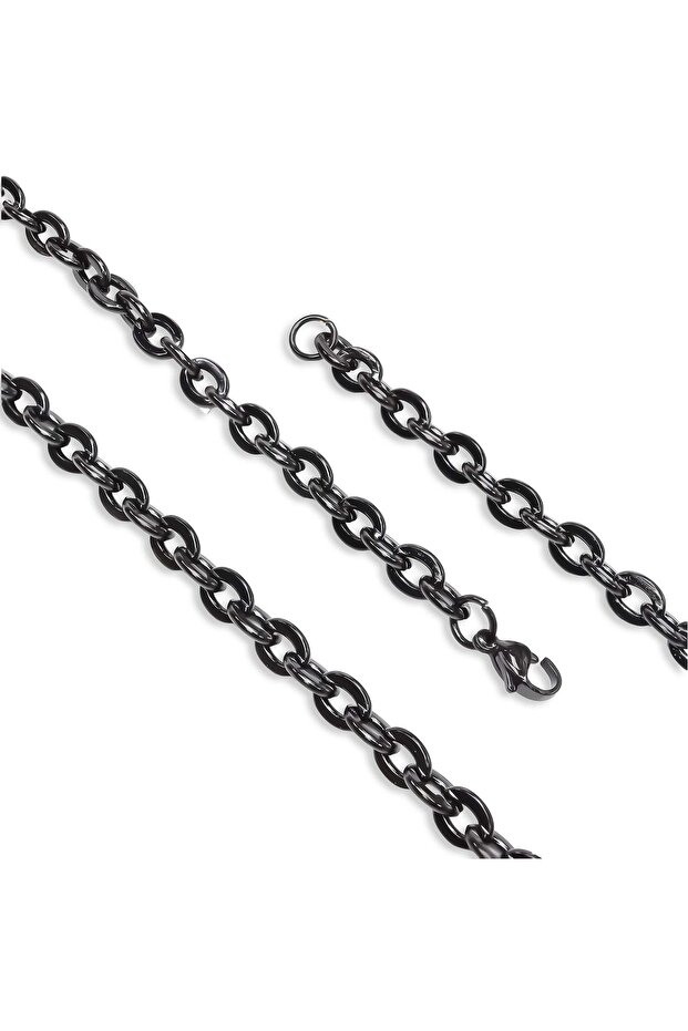 Mariner Black Steel Men's Necklace 1.6mm X 6mm - Black