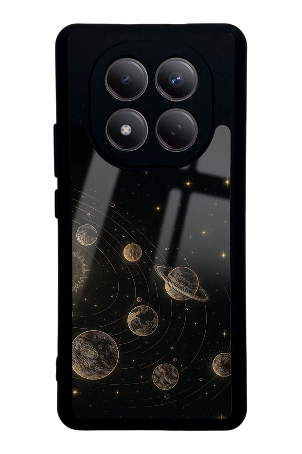 Xiaomi Redmi Note 15 Glossy Phone Case with Golden Orrery Design