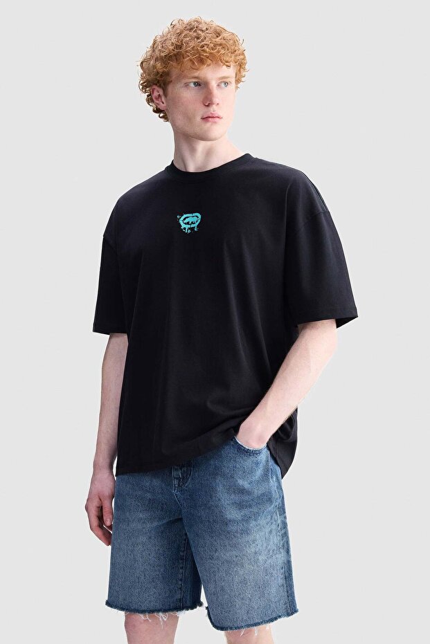 Tobias Oversize Crew Neck Printed 100% Cotton Men's Gray T-Shirt