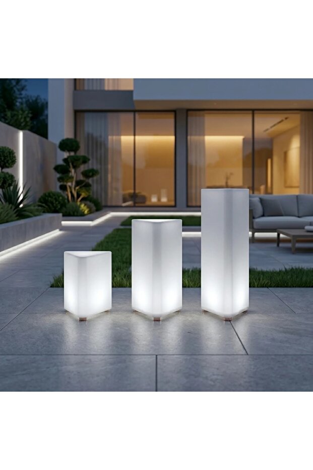طقم استاند مثلث إضاءة LED مكون من 3 قطع للزوايا بتصميم هندسي للاستخدام في الديكور الداخلي