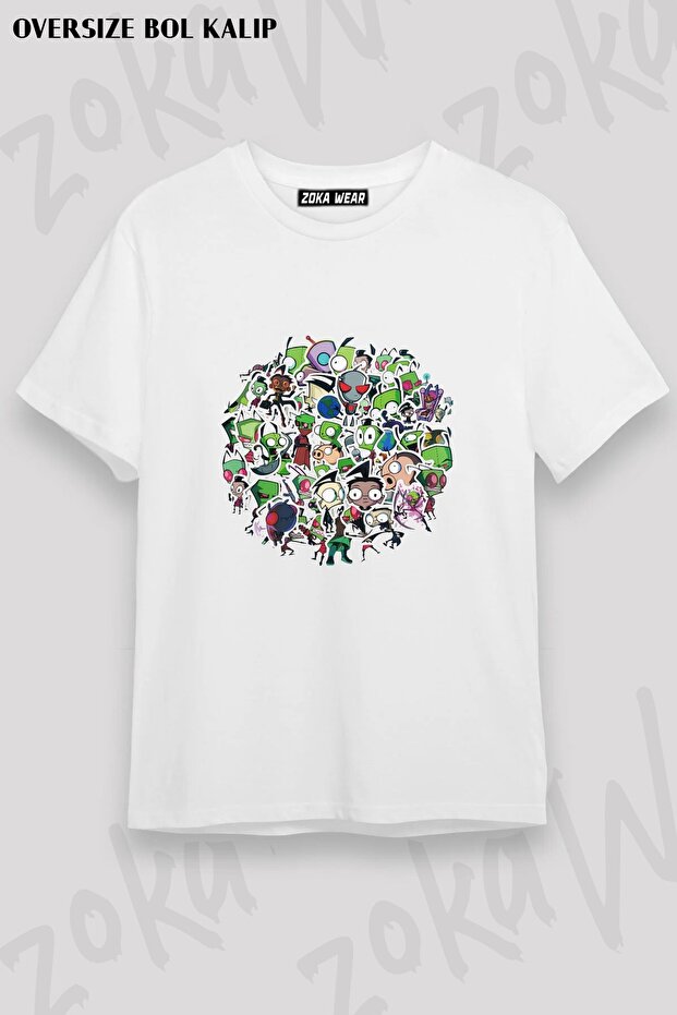 Unisex Loose Fit Invader Zim V25 Printed T-Shirt