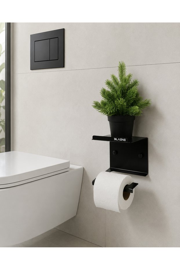 Lifetime Stainless Steel No Drilling Mounting Adhesive and Screw Rack Toilet Roll Holder Wc Paper Hanger Matte Black Bth-011