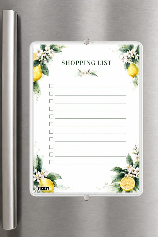Shopping List - A5 - Magnetic - Pvc - Refrigerator Note Holder & Desktop - Summer Erase - Planner