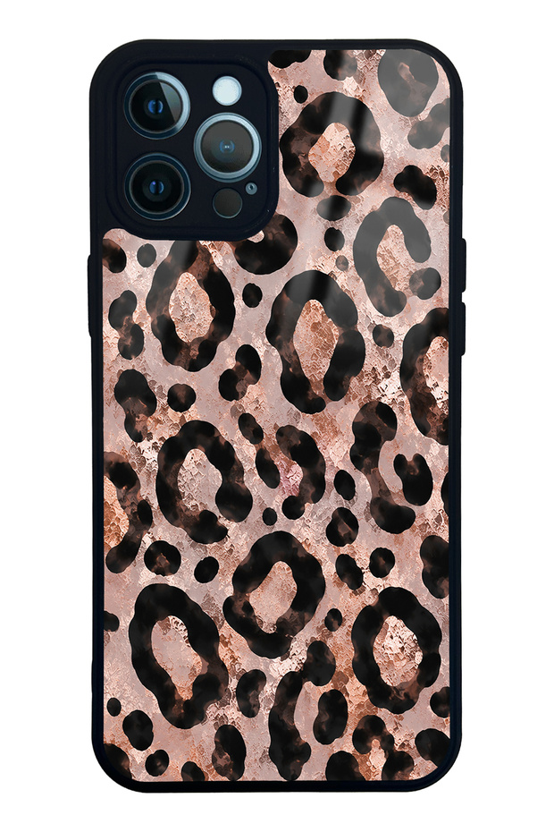 iPhone 12 Pro Max Rose Gold Leopard Design Glossy Phone Case