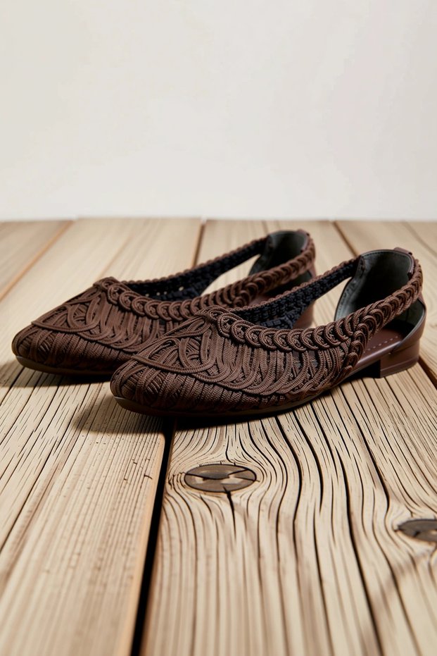 Women's Almond Toe Knitted Patterned Ballerina Flat Heels Laceless Comfortable Daily Shoes Modern Stylish Comfortable