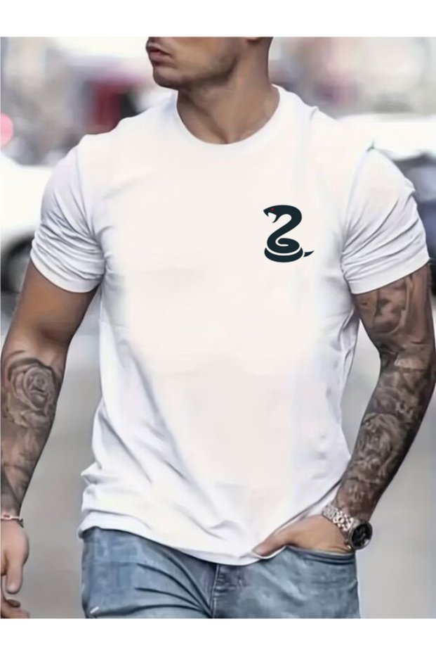 Men's White Printed T-Shirt