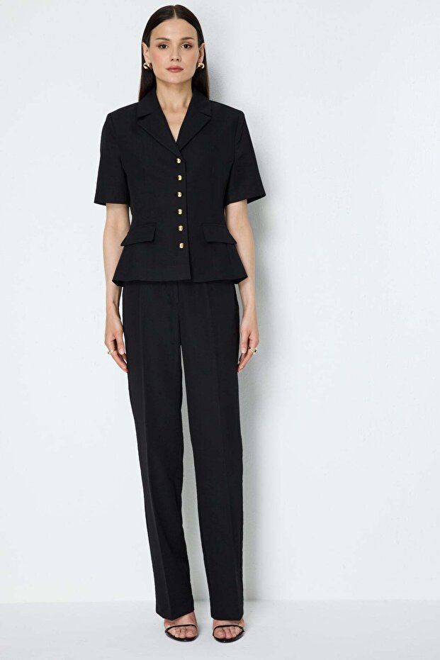 High Waist Cotton Wide Leg Pants