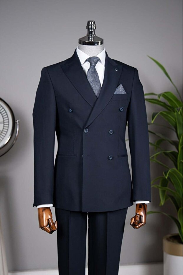Limited edition double-breasted suit navy blue