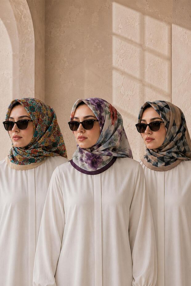 وشاح من القطن الناعم بنمط هندسي، مثلث، بنمط أكفريل، اشتري 3 واحصل على 2