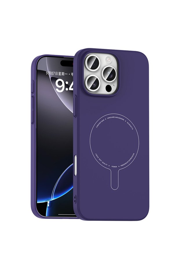 iPhone 16 Pro Max Compatible Case Magsafe Supported Elio Hard Pc Cover - Deep Purple - T42724
