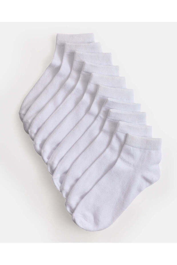 Boys White Ankle Length Socks Pack Of 10