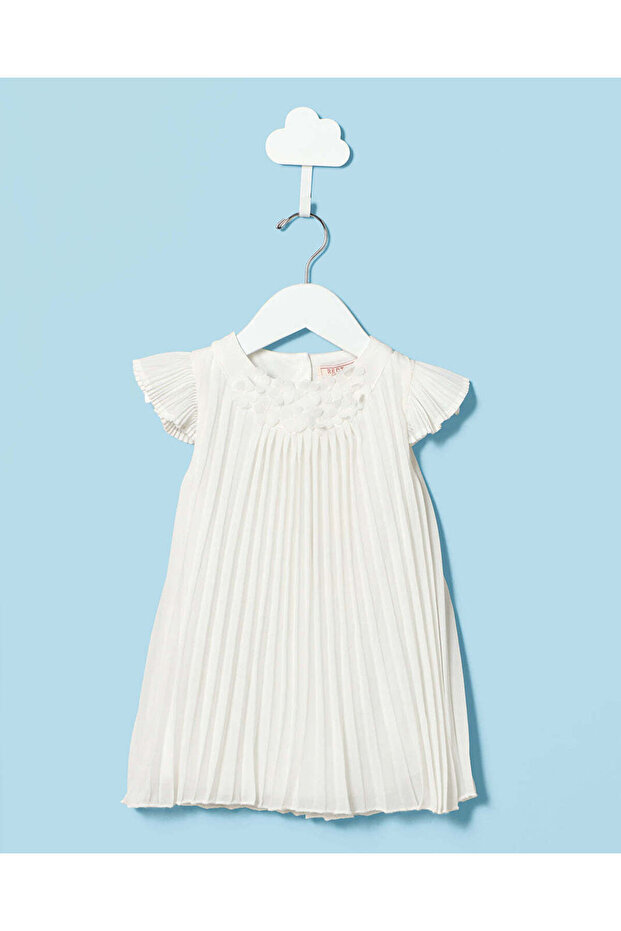 Infant Girls White Pleated Dress