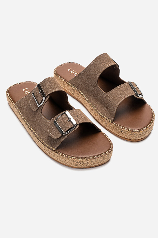 Matti Mink Suede Buckle Light Cork Sole Men's Slippers