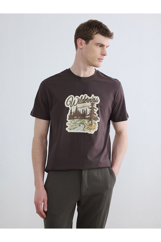 Crew Neck Printed Men's Combed Cotton T-Shirt
