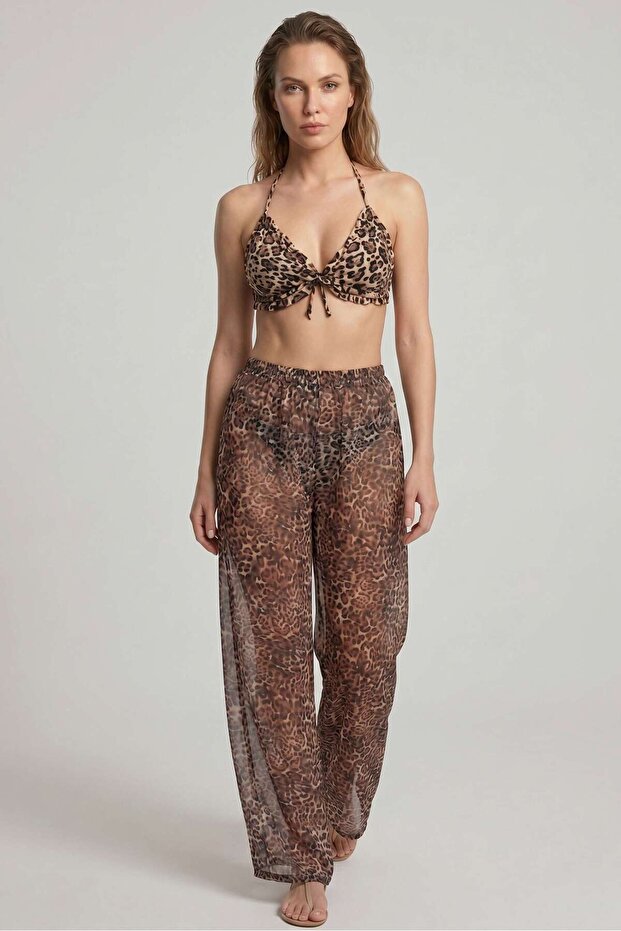 Women's Leopard Tulle Trousers Pareo