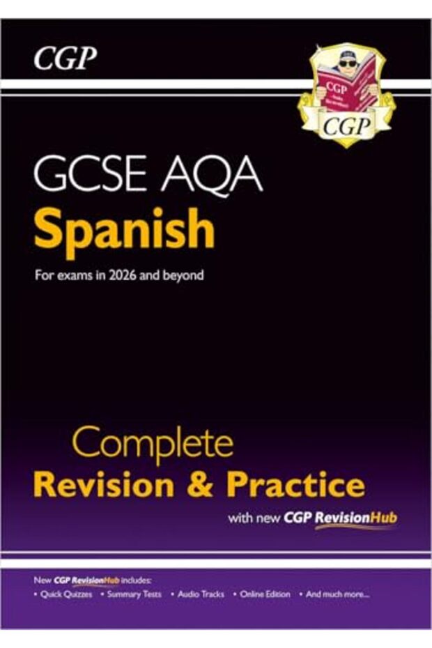 النسخة الجديدة من دليل التدقيق والتدريب الكامل لـ GCSE الإسبانية من AQA مع CGP RevisionHub (لأختبارات 2026 وما بعدها)