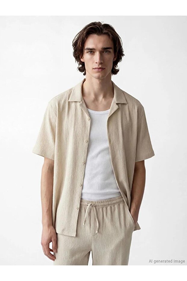 Regular Fit Resort Collar Men's Shirt (S6)
