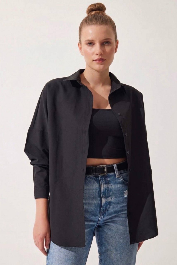 Дамска дълга риза Oversize Basic - 4