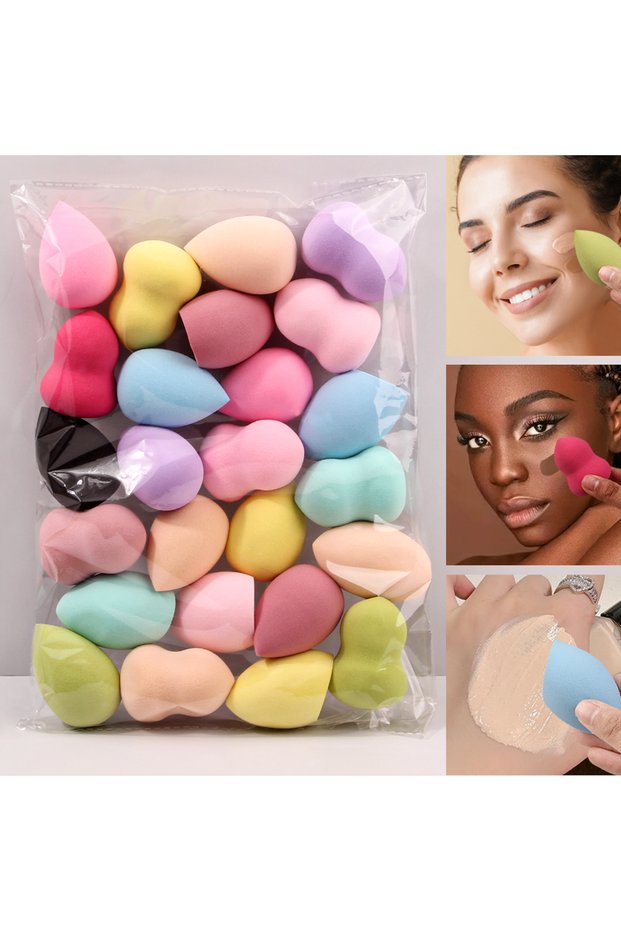 Big Size Makeup Sponge, Color Shapes Randomly Mix Colors 25pcs Water Drop Design Cosmetic Face Sp...