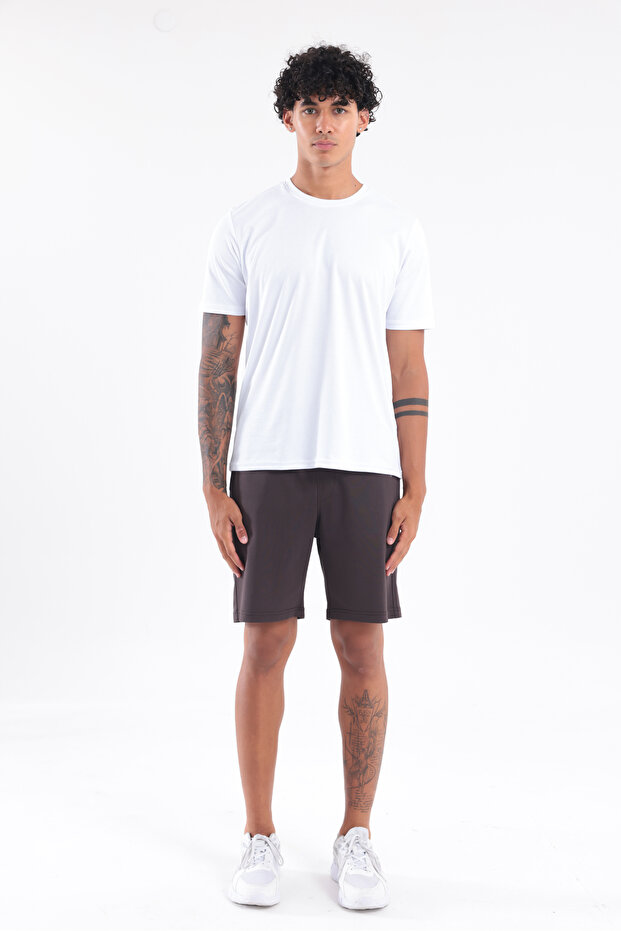 Modal Interlock Embroidery Logo Men's Sports Shorts with Pockets