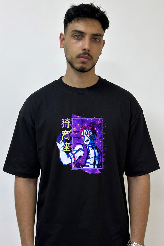 Akaza Design Printed Oversize Black T-Shirt