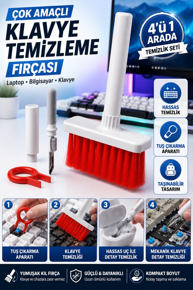 Multi-Purpose Keyboard Cleaning Brush Laptop Computer Cleaning Kit with Key Extractor