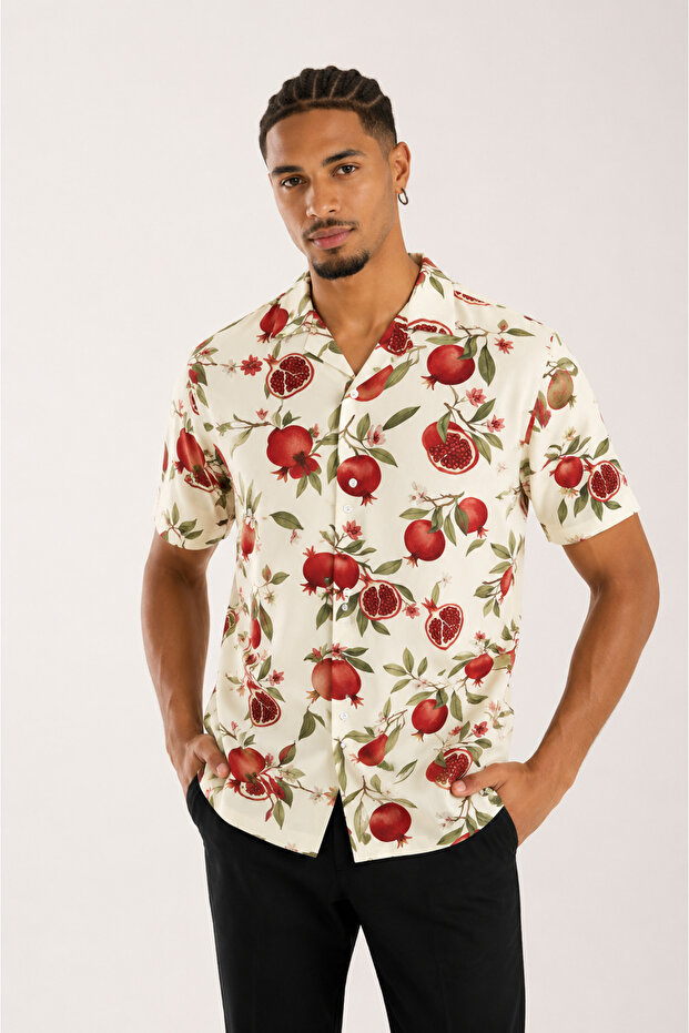 Digital Patterned Men's Oversize Shirt - 1