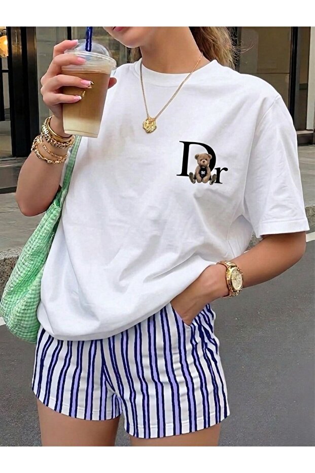 Unisex Black/White Dr Left Chest Printed Crewneck T-Shirt