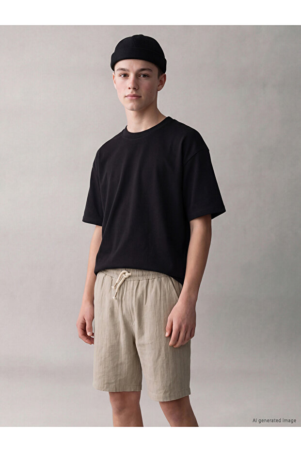 Nevavm Boys' Dobby Shorts with Elastic Waist