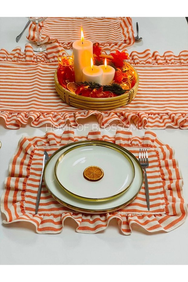 2 Pieces of Orange Striped American Service Ware