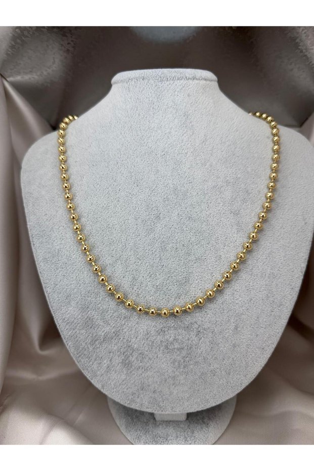 Gold Color Ball Chain Necklace Women's Gold Bead Chain Minimal Stylish Neck Necklace