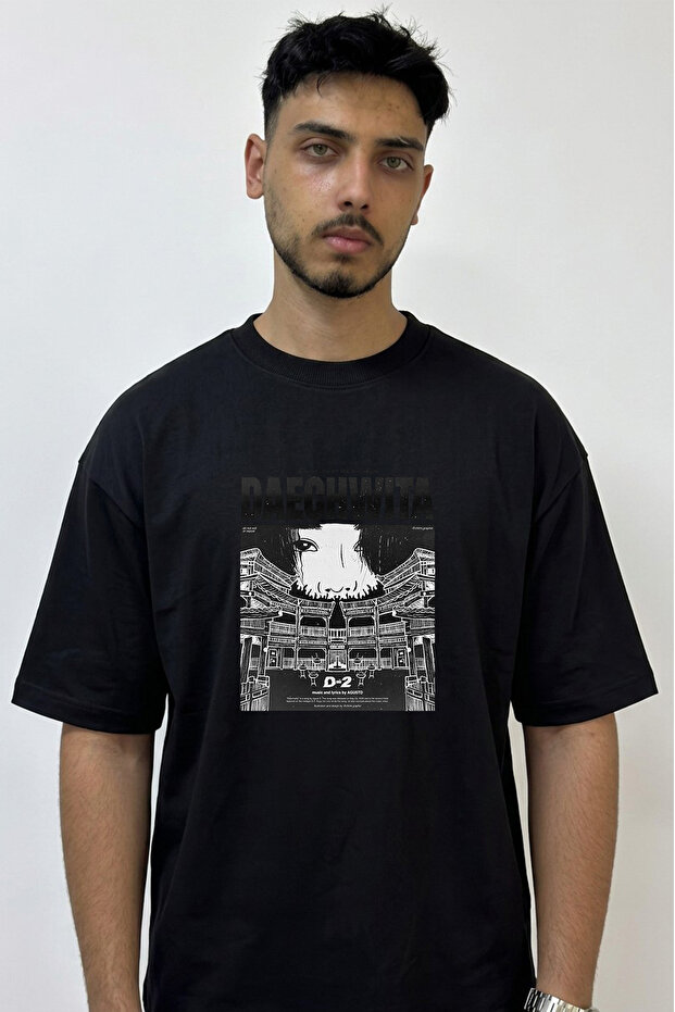 Daechwita Agust D Design Printed Oversize Black T-Shirt