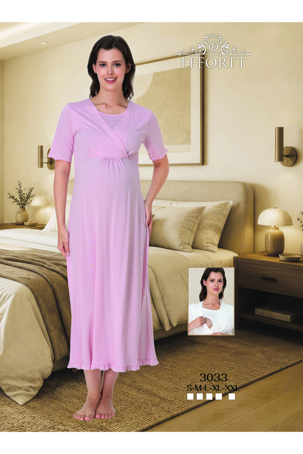 Pregnant Women's Breastfeeding Detailed Nightgown
