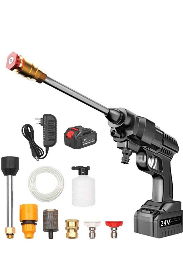 24V Cordless Portable Washer Electric High Pressure Cleaner Machine 200W 30Bar Lithium Handheld Car Cleaning Device