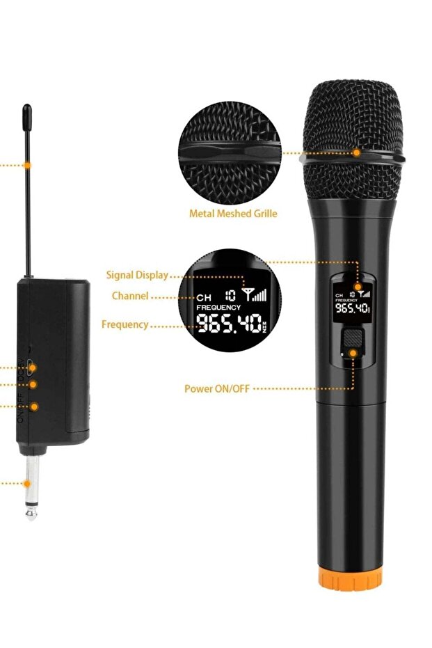 2-pack Wireless Unidirectional Handheld Microphone with 1/4 Output Receiver (Black)