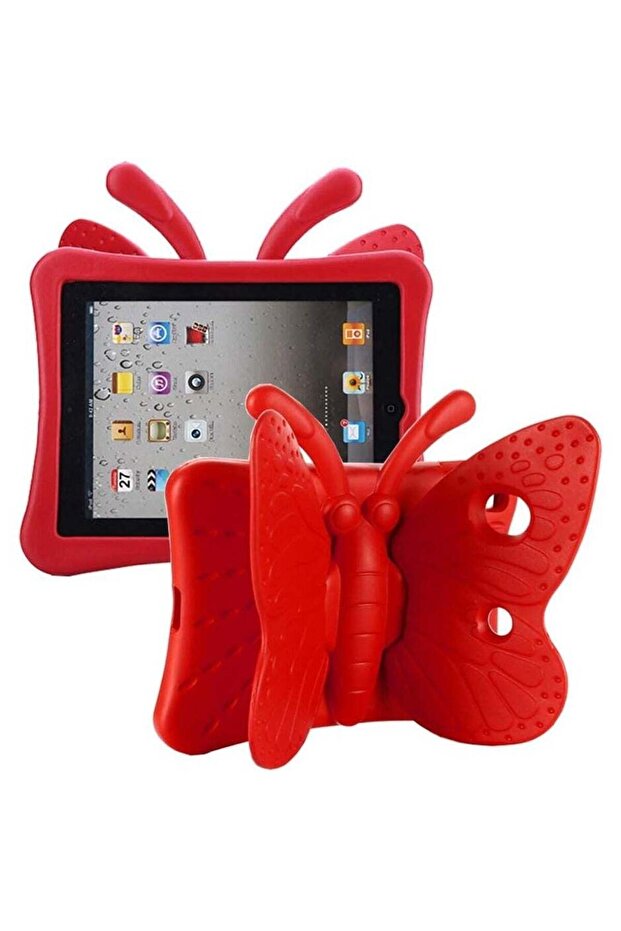 iPad 10.2 Case 2020, 7th/8th Gen Kids Butterfly Shockproof EVA Foam Stand Cover - Red
